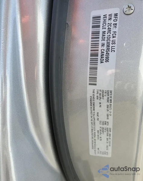 2021 Chrysler Voyager Lxi from USA, damaged, VIN 2C4RC1DGXMR545906
